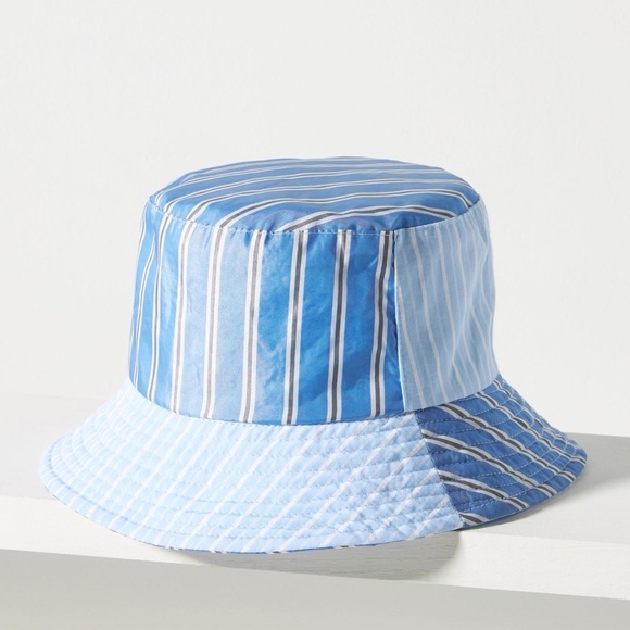 NWT Anthropologie Cotton Pin Stripe Blue Bucket Hat main image 6